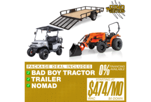 Bad Boy 4025, Denago Nomad & Trailer – Tractor Package Deals