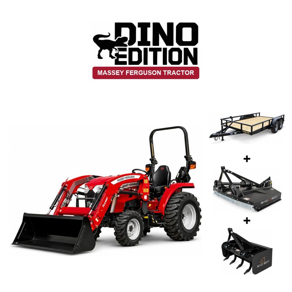 Massey Ferguson 1E.25 HST TL + Cutter + Box Blade + Trailer package